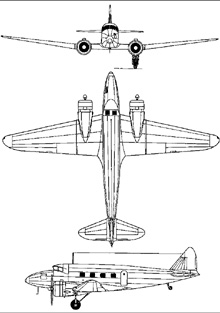 Plan 3 vues du Nakajima Ki-34 Thora