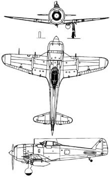 Plan 3 vues du Nakajima Ki-44 Shoki ‘Tojo’