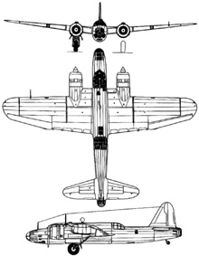 Plan 3 vues du Nakajima Ki-49 Donryu 'Helen'