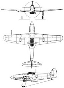 Plan 3 vues du Kawasaki Ki-61 Hien ‘Tony’