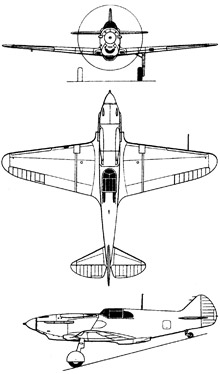 Plan 3 vues du Lavotchkin LaGG-3