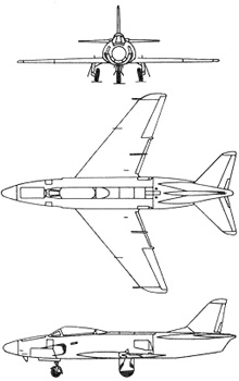Plan 3 vues du Saab J32/A32 Lansen