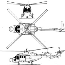 Plan 3 vues du Westland  Lynx