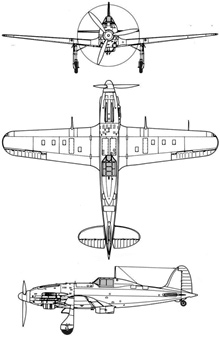 Plan 3 vues du Macchi MC-205 Veltro
