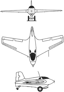 Plan 3 vues du Messerschmitt Me 163 Komet