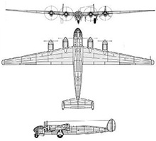 Plan 3 vues du Messerschmitt Me 264 Amerikabomber
