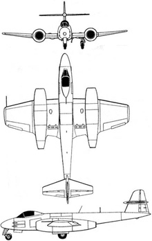 Plan 3 vues du Gloster G.41 Meteor