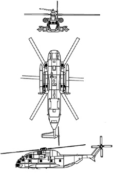 Plan 3 vues du Sikorsky MH-53 Pave Low