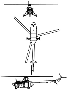 Plan 3 vues du Mil Mi-1  'Hare'