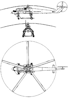 Plan 3 vues du Mil Mi-10  ‘Harke’