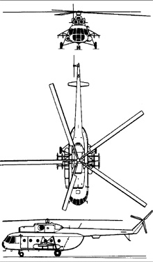 Plan 3 vues du Mil Mi-8  'Hip'