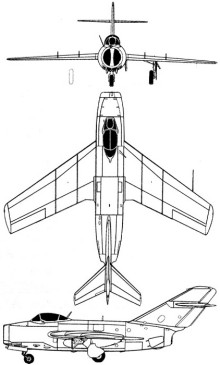 Plan 3 vues du Mikoyan-Gurevich MiG-15  ‘Fagot’