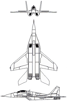 Plan 3 vues du Mikoyan MiG-29  ‘Fulcrum’