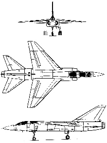 Plan 3 vues du Dassault Mirage F2