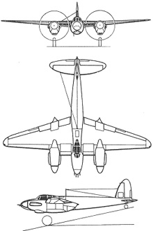 Plan 3 vues du De Havilland D.H.98 Mosquito