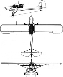 Plan 3 vues du Morane-Saulnier MS.500 Criquet