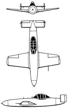 Plan 3 vues du Yokosuka MXY-7 Ohka 'Baka'