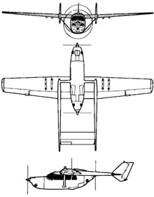 Plan 3 vues du Cessna O-2 Skymaster