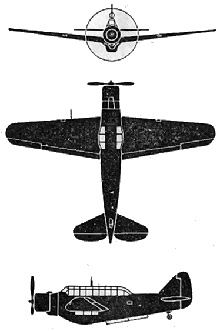 Plan 3 vues du North American O-47