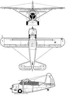 Plan 3 vues du Curtiss O-52 Owl
