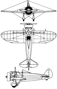 Plan 3 vues du Boeing P-26 Peashooter