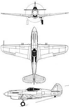 Plan 3 vues du Curtiss P-40 Warhawk