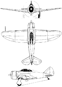Plan 3 vues du Republic P-43 Lancer