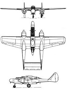 Plan 3 vues du Northrop P-61 Black Widow