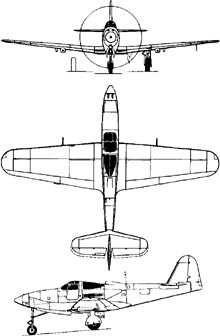 Plan 3 vues du Bell P-63 Kingcobra