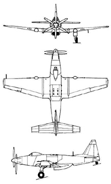 Plan 3 vues du Fisher P-75 Eagle