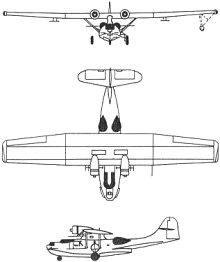 Plan 3 vues du Consolidated PBY Catalina