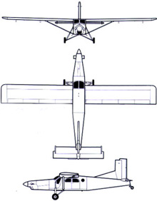 Plan 3 vues du Pilatus PC-6 Porter/Turbo-Porter