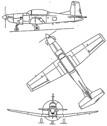 Plan 3 vues du Pilatus PC-7 Turbo Trainer