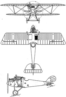 Plan 3 vues du Pfalz D.III