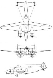 Plan 3 vues du Lockheed PV Harpoon / Ventura