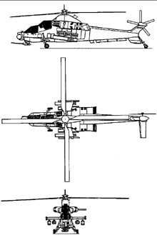 Plan 3 vues du Denel AH-2 Rooivalk