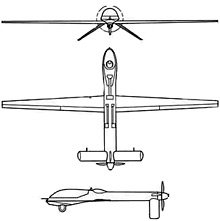 Plan 3 vues du General Atomics RQ-1/MQ-1 Predator