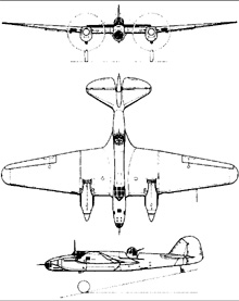 Plan 3 vues du Tupolev SB-2