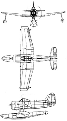 Plan 3 vues du Curtiss SC Seahawk