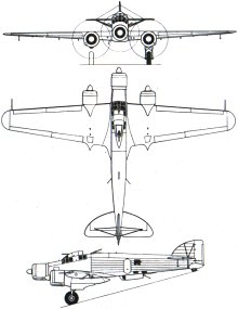 Plan 3 vues du Savoia-Marchetti SM.79 Sparviero