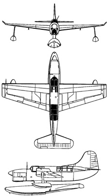 Plan 3 vues du Curtiss SO3C Seamew