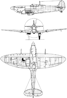 Plan 3 vues du Supermarine Spitfire