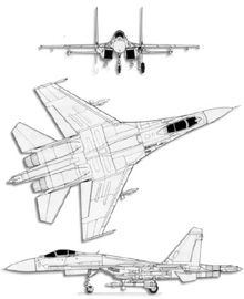 Plan 3 vues du Sukhoï Su-27  ‘Flanker’