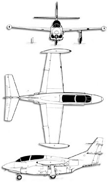 Plan 3 vues du North American T-2 Buckeye
