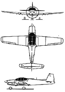 Plan 3 vues du Neiva T-25 Universal
