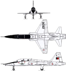 Plan 3 vues du Northrop T-38 Talon