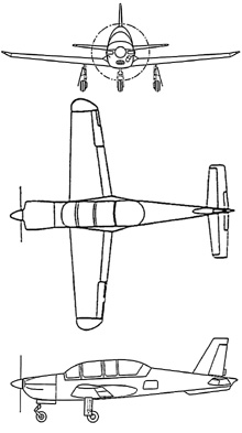 Plan 3 vues du Socata TB.30 Epsilon