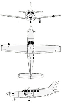 Plan 3 vues du Socata TBM-700