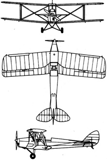 Plan 3 vues du De Havilland D.H.82 Tiger Moth