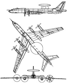 Plan 3 vues du Tupolev Tu-126  ‘Moss’